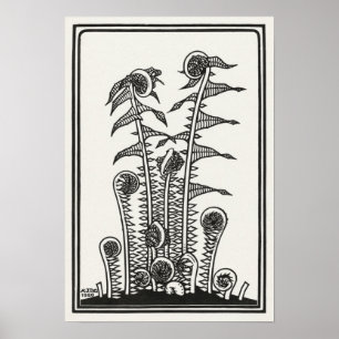 Poster Ferns by Julie de Graag Art Nouveau