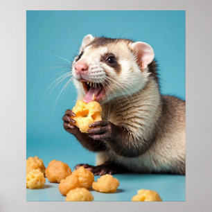 Poster Ferret Cute Manger Fromage Poufs