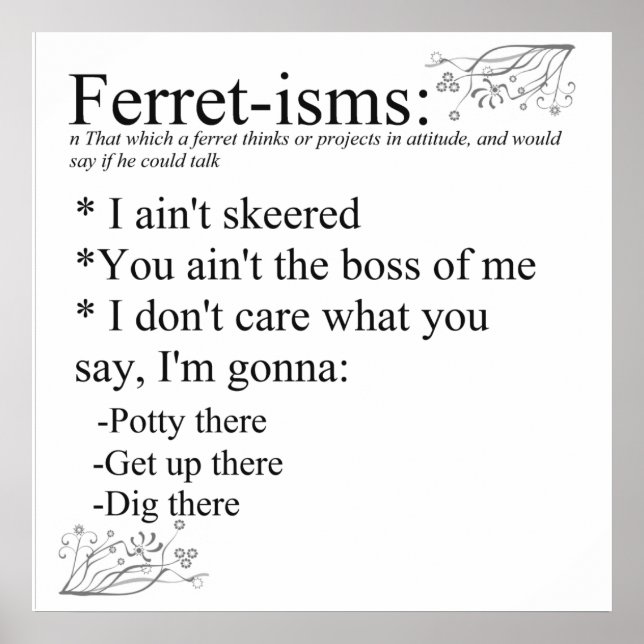 Poster Ferret-isms & Sayings Imprimer (Devant)