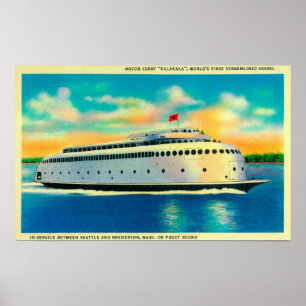 Poster Ferry de Kalakala, monde premier rationalisé