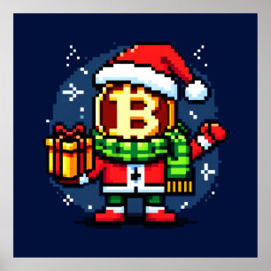 Poster Festif Coin Homme Drôle Pixel Art Design de Noël