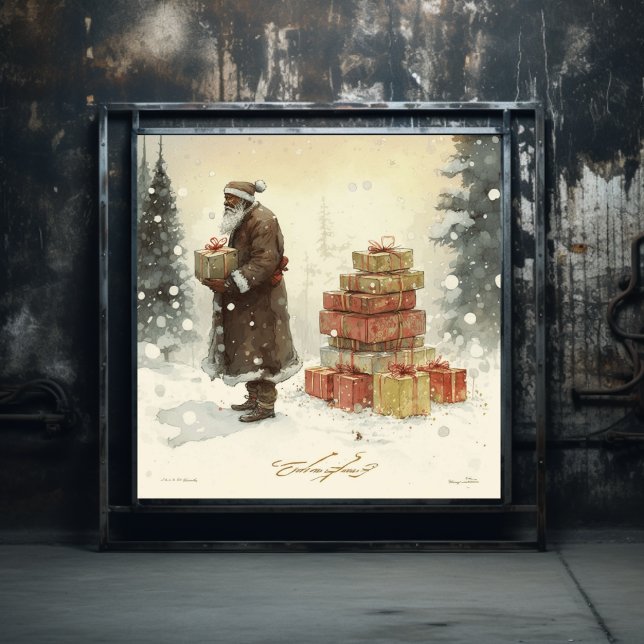 Poster Festif : Majestic African American Père Noël (Créateur téléchargé)