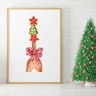 Poster Festif Noël Cookie Tree avec Red Bow Art