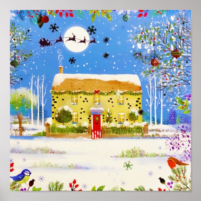 Poster Festif Noël Hiver Accueil Aquarelle (Devant)