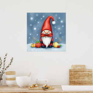 Poster Festin de Noël cosy gnome en déguisement
