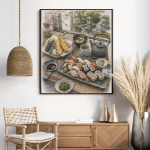 Poster Festin de Sushi et Tempura Japonais