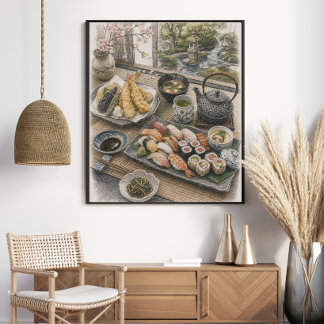 Poster Festin de Sushi et Tempura Japonais