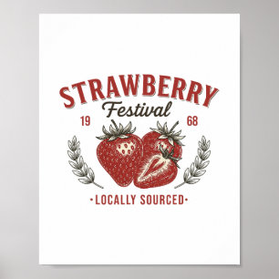 Poster Festival de la Fraise 1968 Été Local Provenance Vi