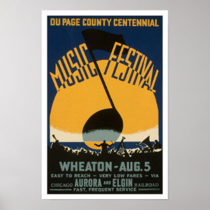 Poster Festival de musique de comté, 1939. Publicité vint