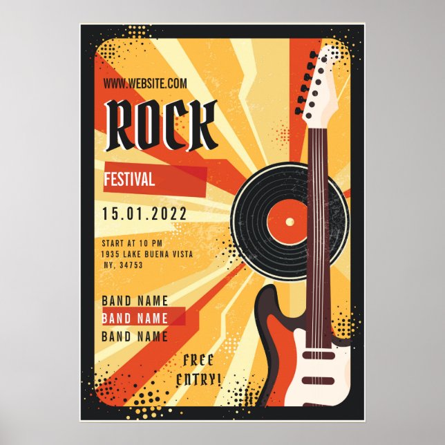 Poster Festival de musique rock flyer Faire-part (Devant)