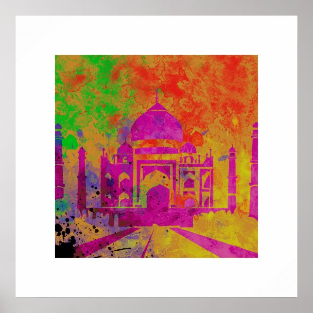 POSTER FESTIVAL DES COULEURS HOLI AU TAJ (Devant)