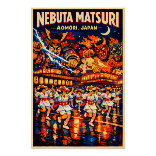 Poster Festival Nebuta Matsuri à Aomori, Japon