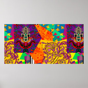 Poster Festivale patchwork en indien, turc, italien, por
