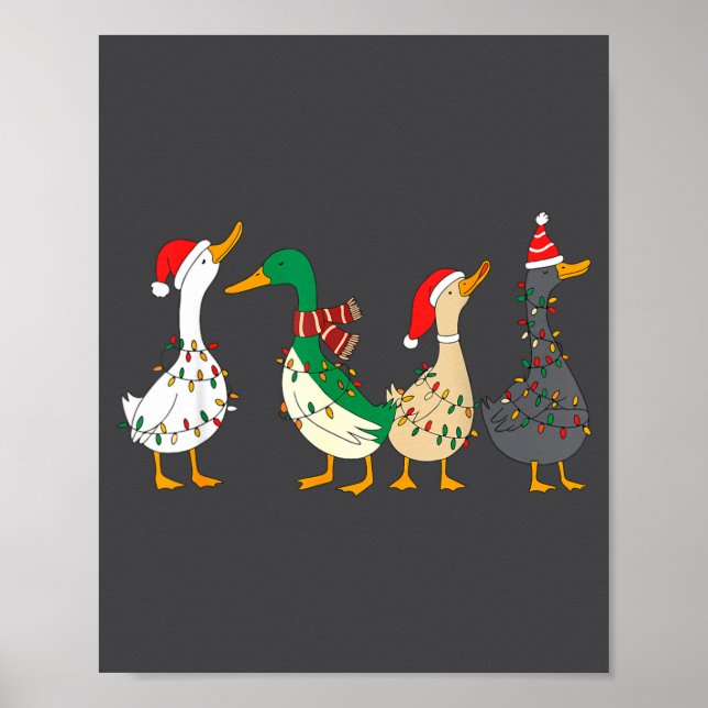Poster Festive Christmas Ducks Decorative Xmas Lights San (Devant)