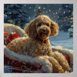 Poster Festive de Noël du chien de caniche