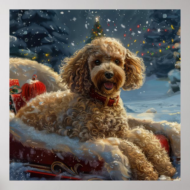 Poster Festive de Noël du chien de caniche (Devant)