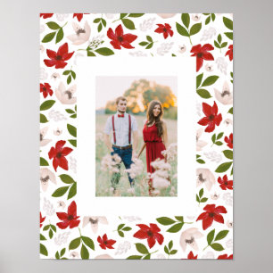 Poster Festive Festive Floral en blanc