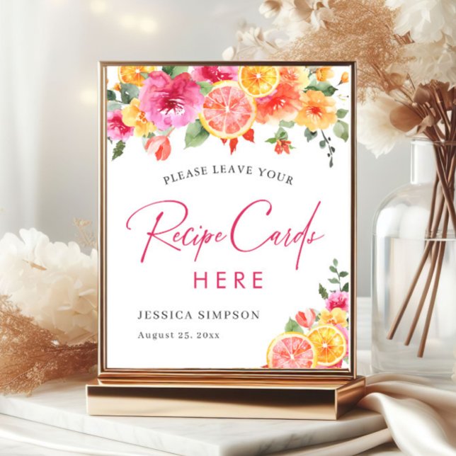 Poster Festive Fleurs Lumineuses Citrus Carte de recette  (Créateur téléchargé)