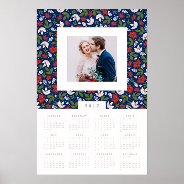 Poster Festive Florals 16x24 2017 Calendrier photo annuel (Devant)
