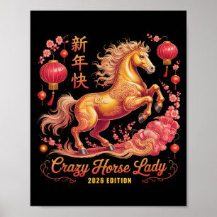 Poster Fête 2026 Année de la Dame du Cheval Fou Depuis 26