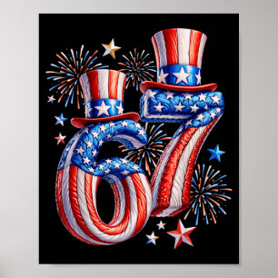 Poster Fête 67 Mème Drapeau Américain États-Unis Enfants