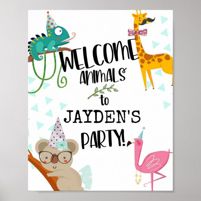 Poster Fête Animaux, Anniversaire de enfant, Fête Animale (Devant)