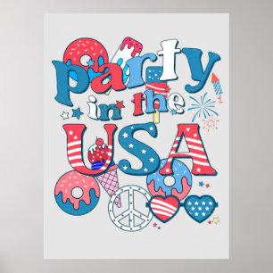 Poster Fête Aux Etats-Unis - Été Américain 4 Juillet
