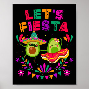 Poster Fête Avocado Danser Cinco De Mayo Mexicain