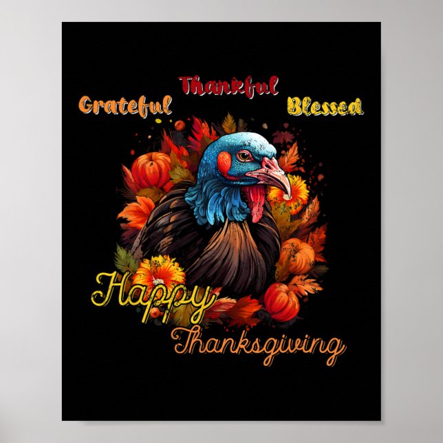 Poster Fête bon thanksgiving Turquie Design Tee (Devant)