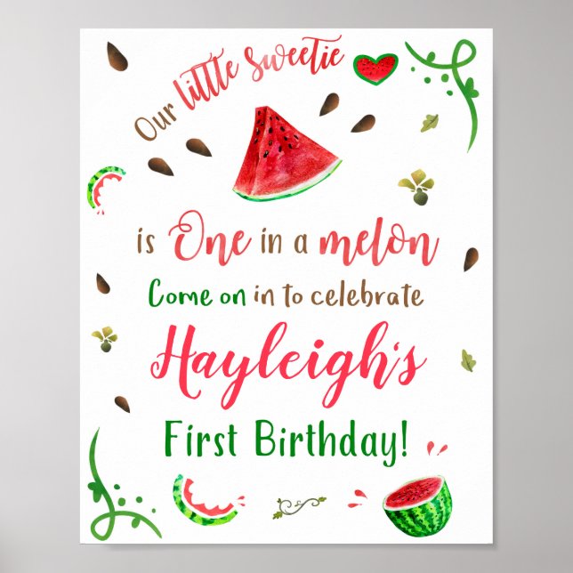 Poster Fête d'accueil Watermelon signe 1er anniversaire (Devant)
