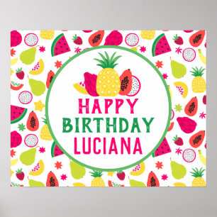 Poster Fête d'anniversaire au fruit Tutti Frutti Ananas