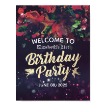 Fête d'anniversaire Bienvenue Marsala Floral Purpl