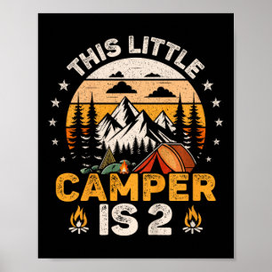 Poster Fête d'anniversaire camping 2 ans fille garçon Cam