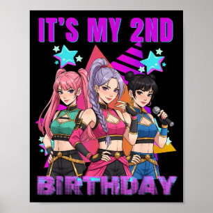 Poster Fête d'anniversaire de 2 ans K P Enfants Filles 2è