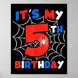 Poster Fête d'anniversaire de 5 ans Toile d'araignée 5e a