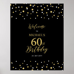 Poster Fête d'anniversaire de 60 ans Bienvenue Confettis