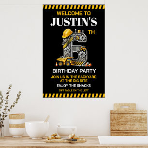 Poster Fête d'anniversaire de 6 ans de Construction Migno