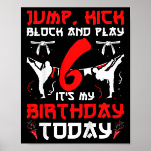 Poster Fête d'anniversaire de 6 ans Karaté Enfants Karaté