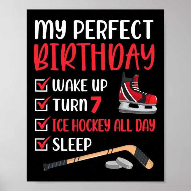 Poster Fête d'anniversaire de 7 ans de hockey sur glace g (Devant)