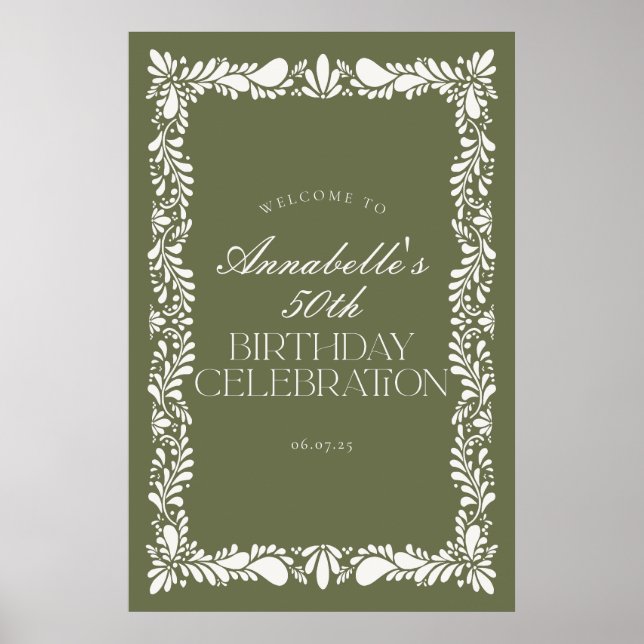 Poster Fête d'anniversaire de bienvenue avec des carreaux (Devant)