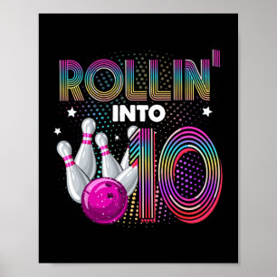 Poster Fête d'anniversaire de bowling qui entre dans 10 1