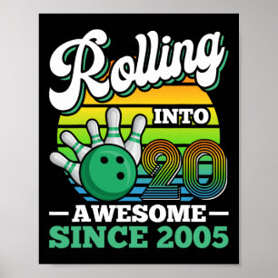 Poster Fête d'anniversaire de bowling qui entre dans sa 2