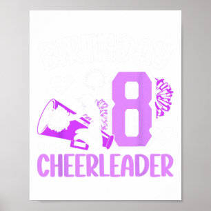 Poster Fête d'anniversaire de cheerleading 8 ans Cheerlea