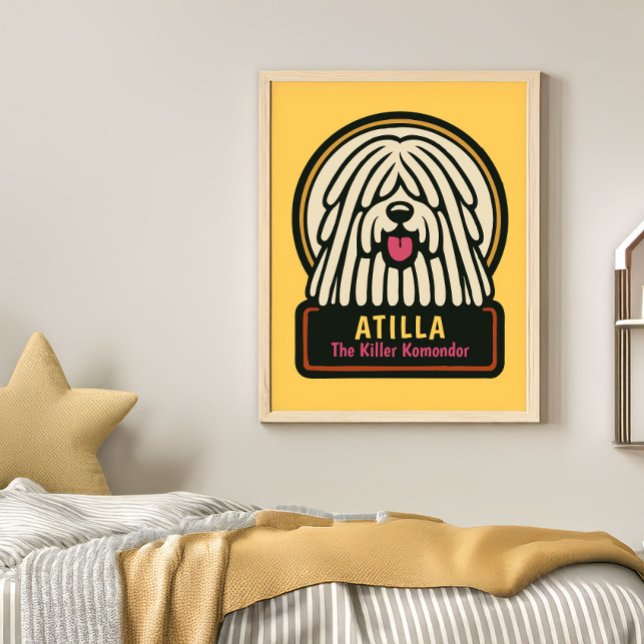 Poster Fête d'anniversaire de Chien Shaggy Blanc (Créateur téléchargé)