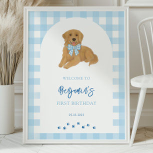 Poster Fête d'anniversaire de chiot Golden Retriever Bien