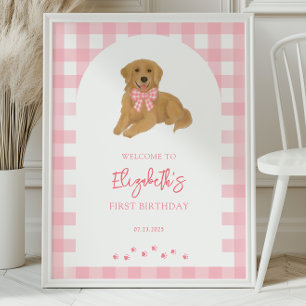 Poster Fête d'anniversaire de chiot Golden Retriever Bien