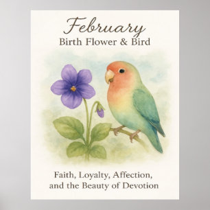 Poster Fête d'anniversaire de février chrétien Fleur Love