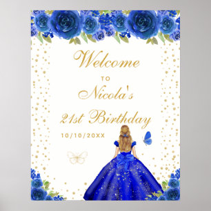 Poster Fête d'anniversaire de la fille aux cheveux blonds