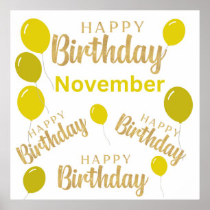 Poster fête d'anniversaire de novembre jaune