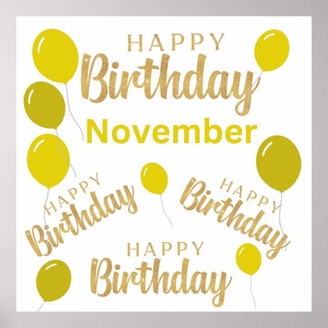 Poster fête d'anniversaire de novembre jaune (Devant)